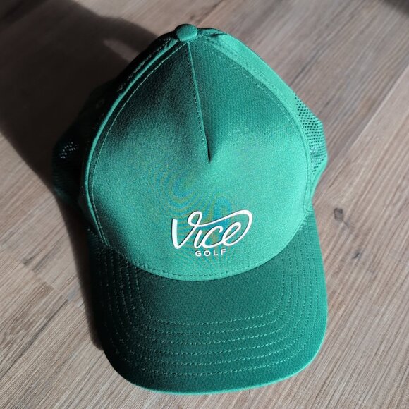 Green Vice Golf Adjustable Hat with Vice Golf Logo In White Vengeance 2.0 Course - Picture 1 of 4